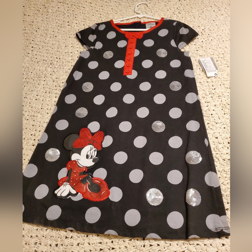 Disney store black grey polka dot girls size 7/8 nwt Minnie mouse
